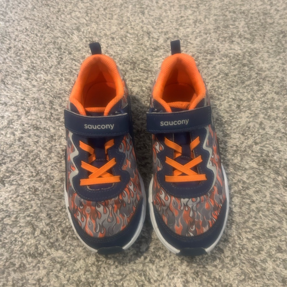 Saucony Kids Flame Sneakers - Navy and Orange